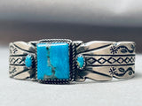 Superior Vintage Native American Navajo Squared Turquoise Sterling Silver Bracelet-Nativo Arts