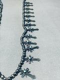 Federico Jimenez Vintage Sterling Silver Turquoise Cross Squahs Blossom Necklace-Nativo Arts