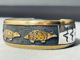 Gold Turtle Vintage Native American Navajo Singer Sterling Silver Bracelet-Nativo Arts