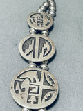 Native American Gasp! Vintage Navajo Sterling Silver Geomtric Squash Blossom Necklace-Nativo Arts