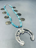 Mind-blowing Navajo/ Sioux Turquoise & Usa Coin Sterling Silver Necklace