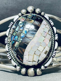 Most Unique Vintage Native American Navajo Abalone Pearl Sterling Silver Inlay Bracelet-Nativo Arts