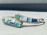 6 Inch Wrist Grace Smith Vintage Native American Navajo Inlay Sterling Silver Bracelet-Nativo Arts