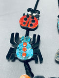 Most Unique Santo Domingo Bug Beauty Inlay Sterling Silver Necklace-Nativo Arts