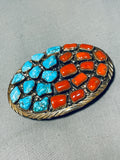 Chunky Stones!! Vintage Native American Navajo Sterling Silver Turquoise Buckle-Nativo Arts