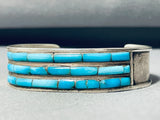 Very Rare Vintage Native American Navajo Blue Gem Turquoise Sterling Silve Rinlay Bracelet-Nativo Arts