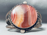 Antelope Canyon!! Vintage Native American Navajo Petrified Wood Sterling Silver Bracelet-Nativo Arts