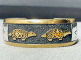 Gold Turtle Vintage Native American Navajo Singer Sterling Silver Bracelet-Nativo Arts