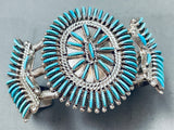 One Of Best Ever Vintage Native American Zuni Needle Turquoise Sterling Silver Cluster Bracelet-Nativo Arts