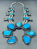 Gasp! 158 Grams Native American Navajo Turquoise Sterling Silver Squash Blossom Necklace-Nativo Arts