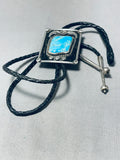 Best Vintage Native American Navajo Pilot Mountain Turquoise Sterling Silver Bolo Tie-Nativo Arts
