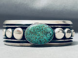 One Of Best Vintage Native American Navajo Green Spiderweb Turquoise Sterling Silver Bracelet-Nativo Arts