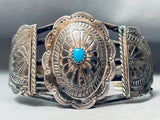 Unique Concho Vintage Native American Navajo Turquoise Sterling Silver Bracelet-Nativo Arts