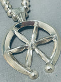 Marvelous Native American Navajo Handcarved Sterling Silver Massive Naja Necklace-Nativo Arts