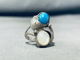 Gorgeous! Vintage Native American Navajo Turquoise Shell Sterling Silver Ring-Nativo Arts