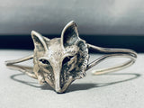 Fox Head Vintage Native American Navajo Sterling Silver Very Rare Bracelet Cuff!-Nativo Arts