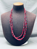 Stunning Native American Navajo Torpedo Coral Turquoise Sterling Silver Necklace-Nativo Arts