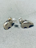 Adorable Vintage Native American Navajo Sterling Silver Bear Dangle Earrings-Nativo Arts