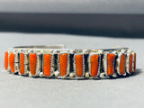 Dean Brown Quality Vintage Native American Navajo Coral Sterling Silver Bracelet-Nativo Arts