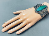 Detailed Vintage Native American Navajo Royston Turquoise Sterling Silver Bracelet-Nativo Arts