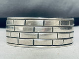 Brick Wall! Vintage Native American Navajo Hand Etched Sterling Silver Bracelet Cuff-Nativo Arts