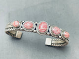 Stunning Vintage Native American Navajo Rhodochrosite Sterling Silver Rope Bracelet-Nativo Arts