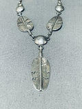 Larry Begay!! Vintage Native American Navajo Feather Sterling Silver Necklace-Nativo Arts