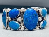 Heavy Rich Martinez Lapis Native American Navajo Sterling Silver Bracelet Cuff-Nativo Arts