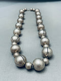 Hand Tooled Vintage Native American Navajo Sterling Silver Balls Necklace Old-Nativo Arts