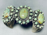 Totally Fab!! Vintage Native American Navajo Green Turquoise Satellite Sterling Silver Bracelet-Nativo Arts