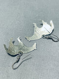 Superb Vintage Native American Navajo Sleeping Beauty Turquoise Sterling Silver Horse Earrings-Nativo Arts