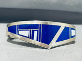Best 6 Inch Wrist Vintage Native American Navajo Inlay Lapis Opal Sterling Silver Bracelet-Nativo Arts