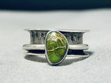 Impressive Vintage Native American Navajo Damale Turquoise Sterling Silver Double Ring-Nativo Arts