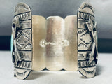Dazzling Native American Navajo 3 Royston Turquoise 2 Sterling Silver Gekkos Huge Bracelet-Nativo Arts