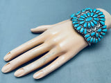 One Of The Best Vintage Navajo Turquoise Cluster Sterling Silver Bracelet-Nativo Arts