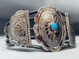 Unique Concho Vintage Native American Navajo Turquoise Sterling Silver Bracelet-Nativo Arts