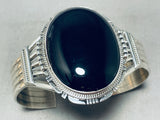 Phenomenal Native American Navajo Black Onyx Sterling Silver Huge Bracelet-Nativo Arts
