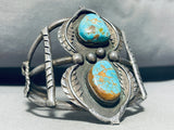 Tower Of Rare Turquoise!! Vintage Native American Navajo Old Deposit Sterling Silver Bracelet-Nativo Arts