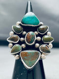 Native American Nothern Star Navajo Green Turquoise Sterling Silver Ring-Nativo Arts