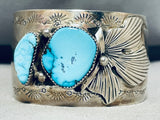 Wow The Crowd!! Vintage Native American Navajo Blue Diamond Turquoise Sterling Silver Bracelet-Nativo Arts