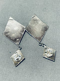 Above The Rest Vintage Native American Navajo Turquoise Inlay Sterling Silver Earrings-Nativo Arts