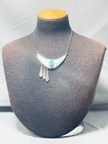 Native American One Of The Most Beautiful Vintage Navajo Turquoise Sterling Silver Necklace-Nativo Arts
