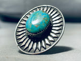 Sparkling Vintage Native American Navajo Carico Lake Turquoise Sterling Silver Ring-Nativo Arts