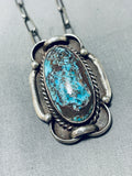 Bisbee Turquoise Vintage Native American Navajo Sterling Silver Necklace-Nativo Arts