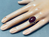 Exceptional Vintage Native American Navajo Signed Chris Tafoya Carnelian Sterling Silver Ring-Nativo Arts