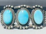 Sturdy Thicker Vintage Native American Navajo Domed Turquoise Sterling Silver Bracelet Cuff-Nativo Arts