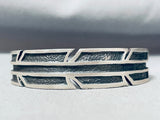 Important Chi Vintage Native American Navajo Feather Sterling Silver Bracelet