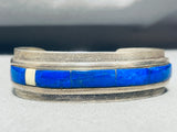 6 Inch Wrist Signed Lapis Vintage Native American Navajo Sterling Silver Bracelet-Nativo Arts
