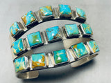 One Of The Coolect Squared Turquoise Vintage Native American Navajo Sterling Silver Bracelet-Nativo Arts