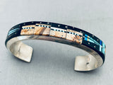 7 Inch Wrist Native American Navajo Gil Smith Pueblo Turquoise Inlay Sterling Silver Bracelet-Nativo Arts